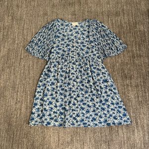 Sezane Melinda Dress in Blue Peonies, Size 36 FR